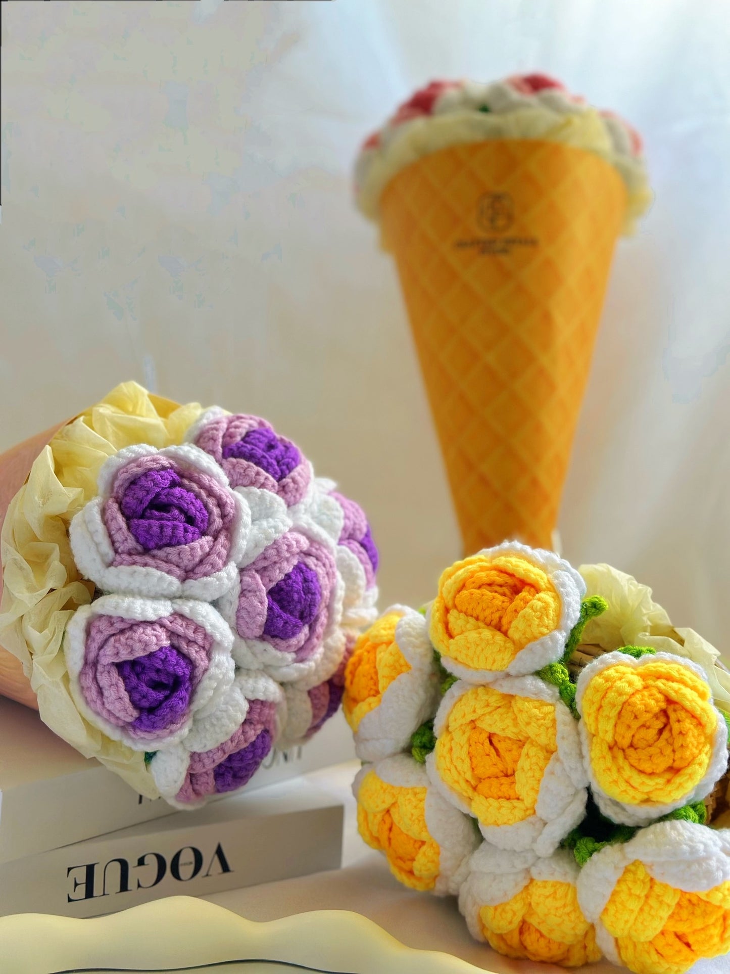 Buttermilk Yellow Rose Cone Arrangement