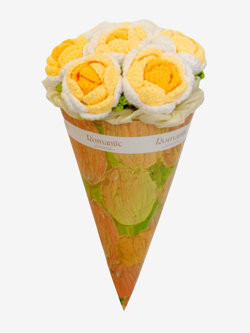 Buttermilk Yellow Rose Cone Arrangement